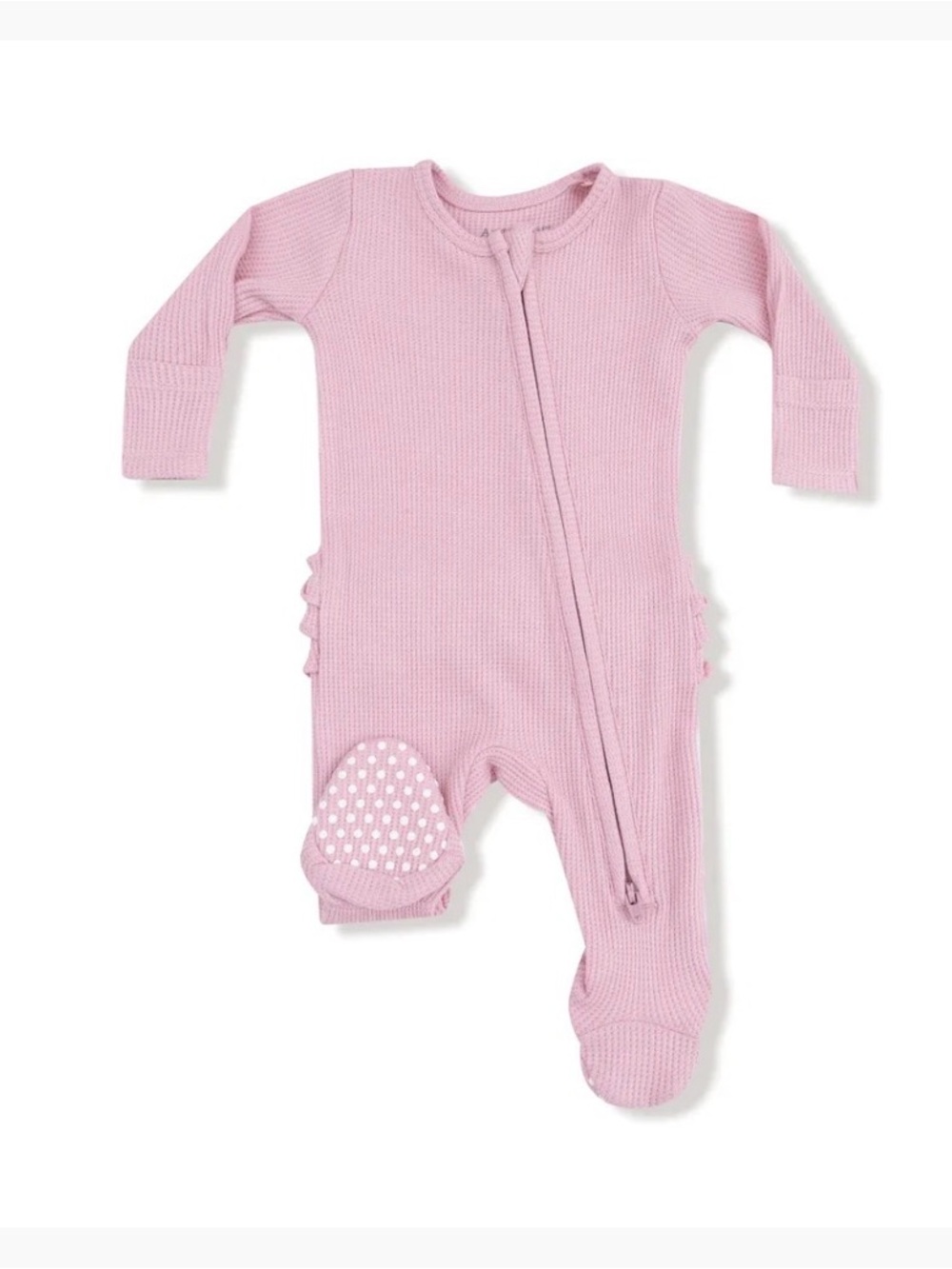 Angel Dear -2 Way Zipper Footie Ruffle Back-Cameo Waffle Pink